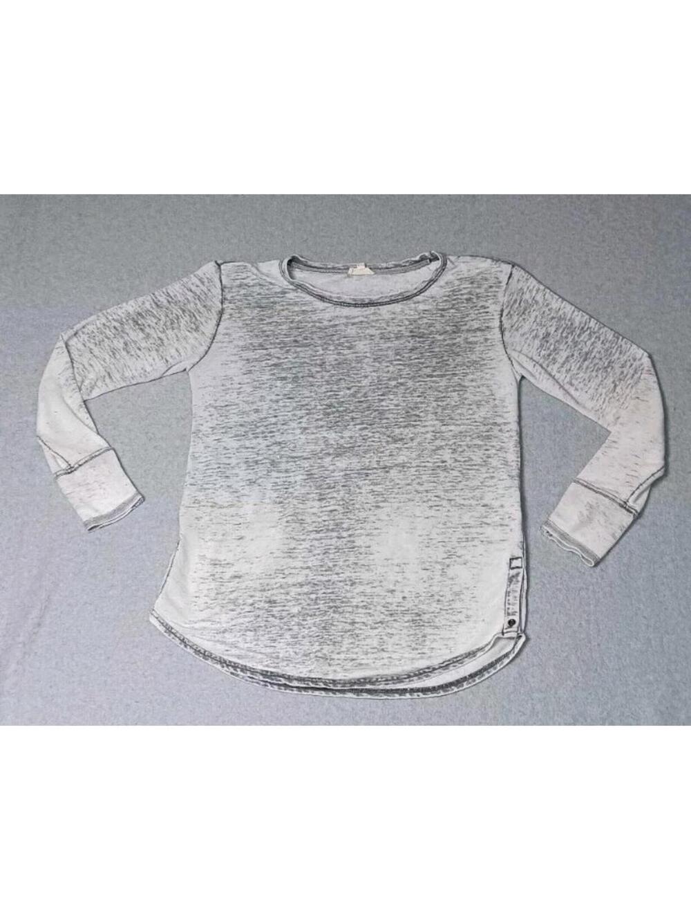 Jane And Delancey Long Sleeve Burnout Shirt Womens Size Large Grey Gray Acid...